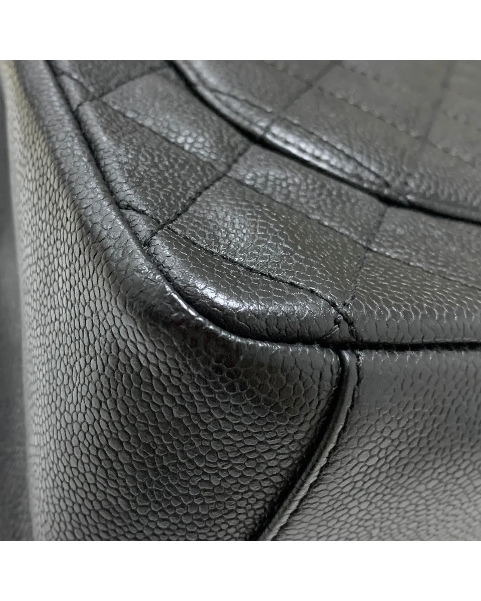 Quilted Leather Chain Shoulder Tote with Interior and Exterior Pockets