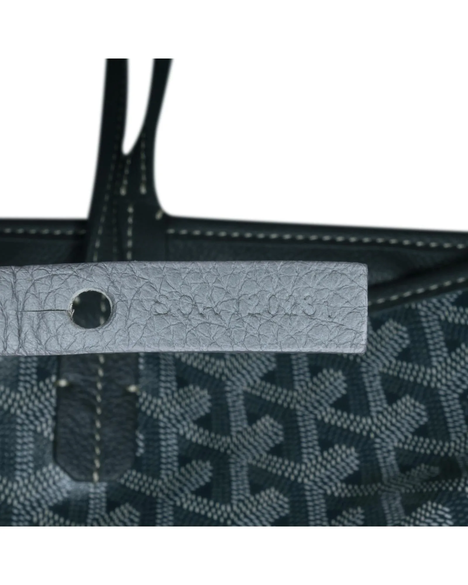 Reversible Coated Canvas Tote with Leather Trim and Interior Pouch