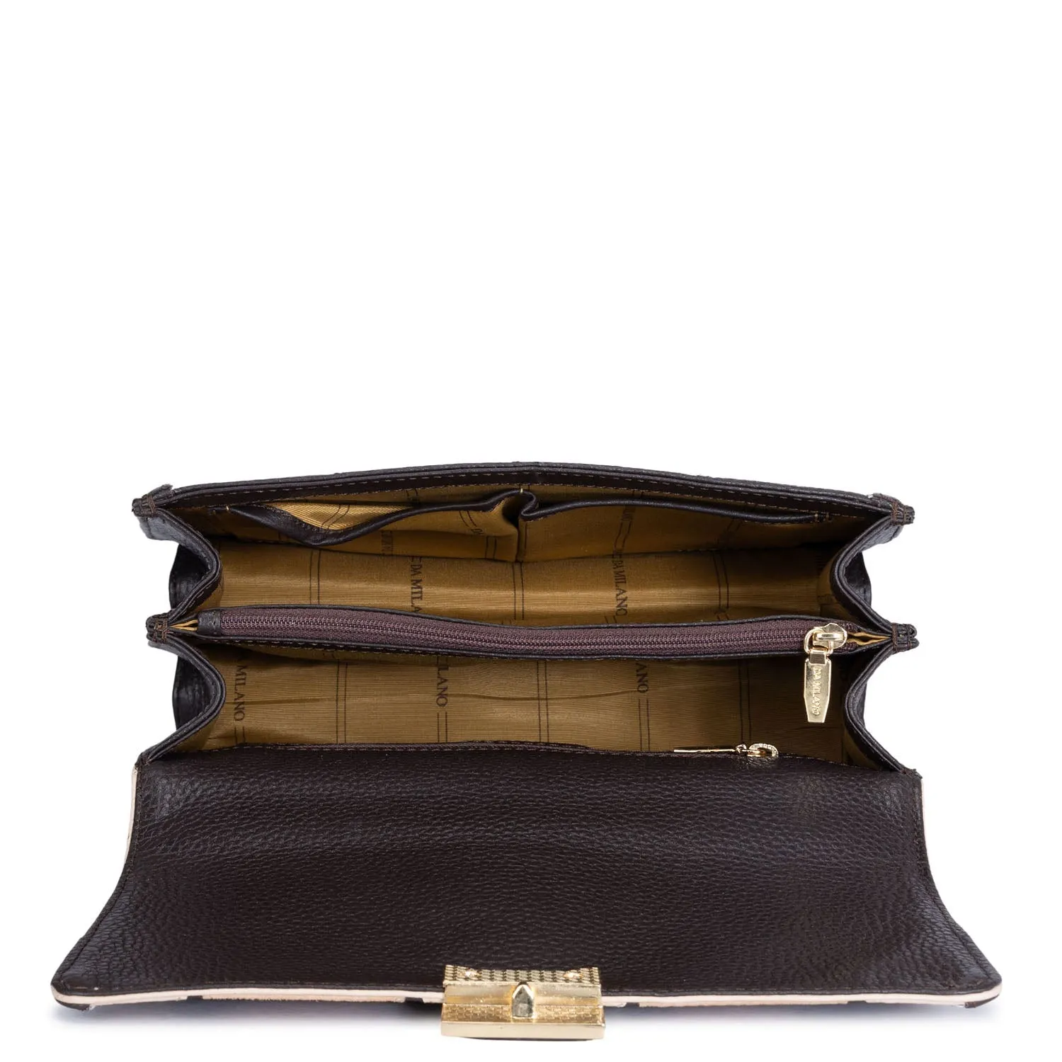 Small Wax Leather Satchel - Chocolate