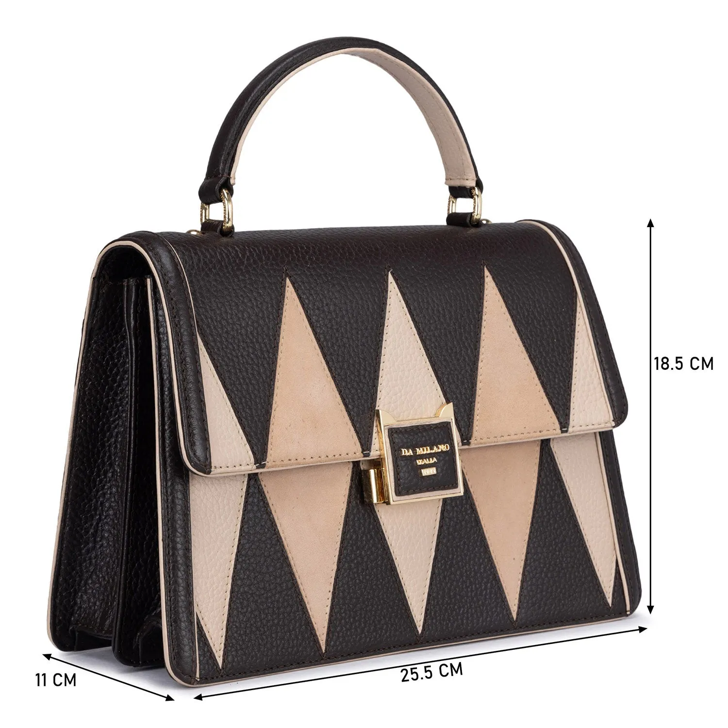 Small Wax Leather Satchel - Chocolate