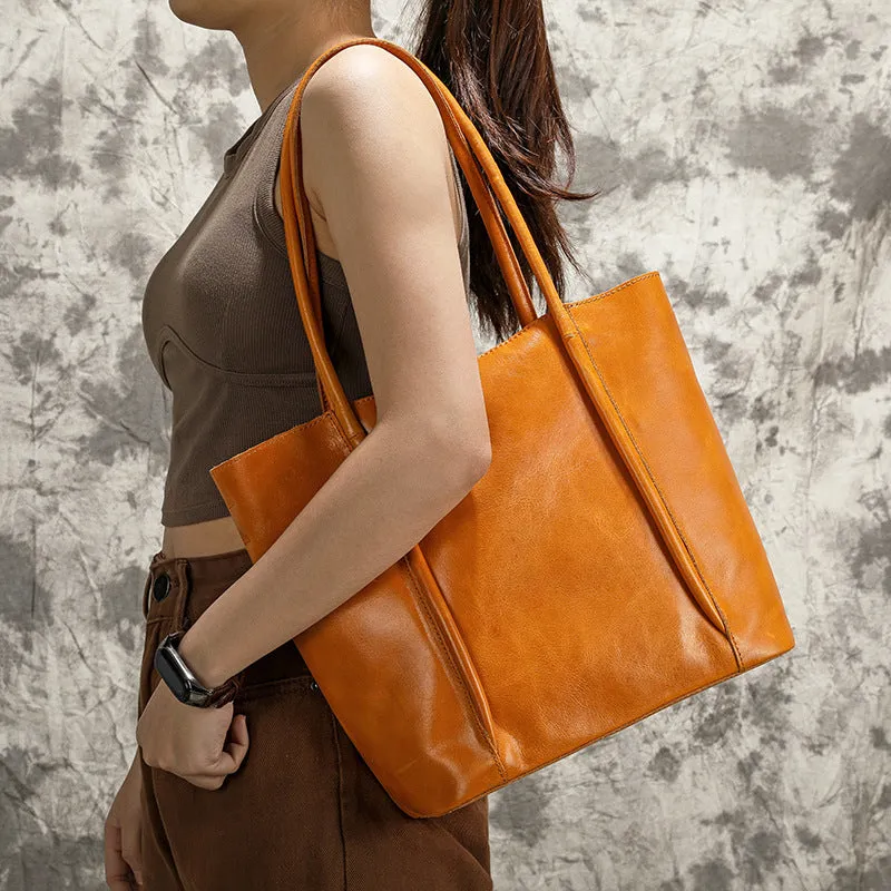 Vintage Vege Tanned Leather Tote Handbags for Women 32052