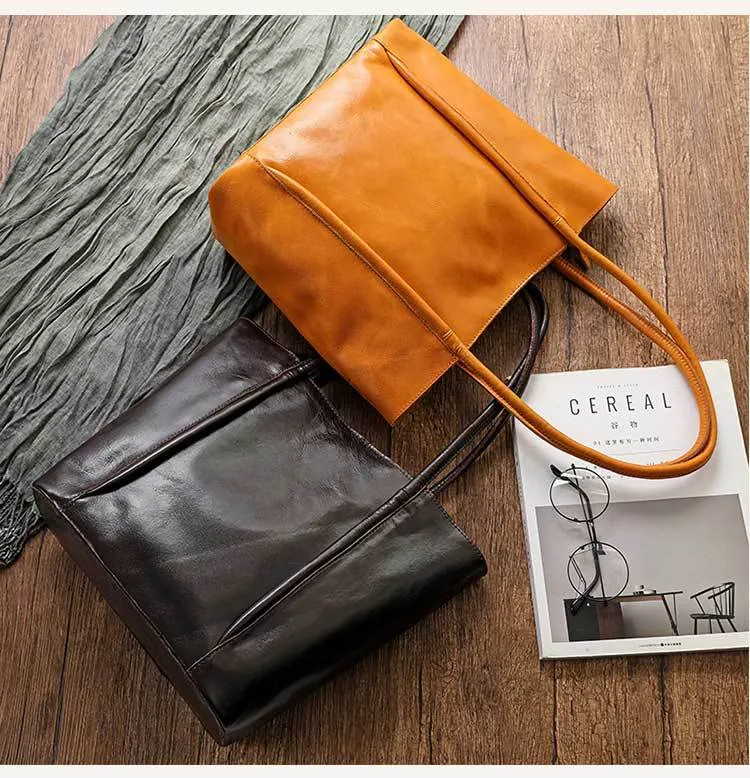 Vintage Vege Tanned Leather Tote Handbags for Women 32052