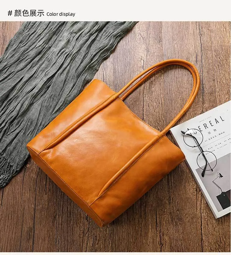 Vintage Vege Tanned Leather Tote Handbags for Women 32052