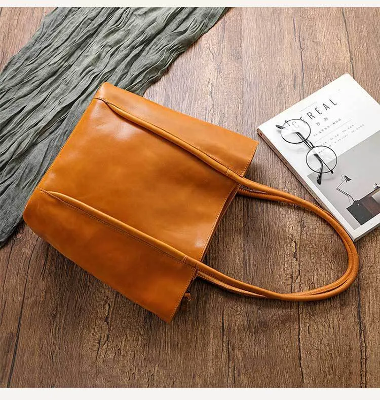 Vintage Vege Tanned Leather Tote Handbags for Women 32052