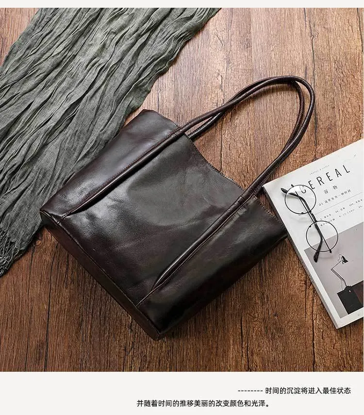 Vintage Vege Tanned Leather Tote Handbags for Women 32052