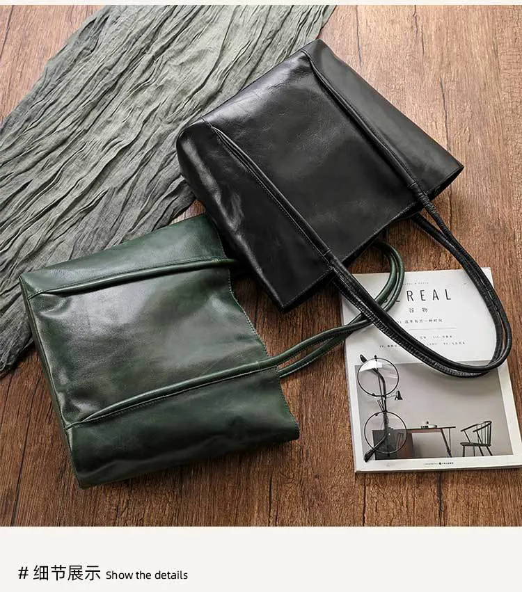 Vintage Vege Tanned Leather Tote Handbags for Women 32052