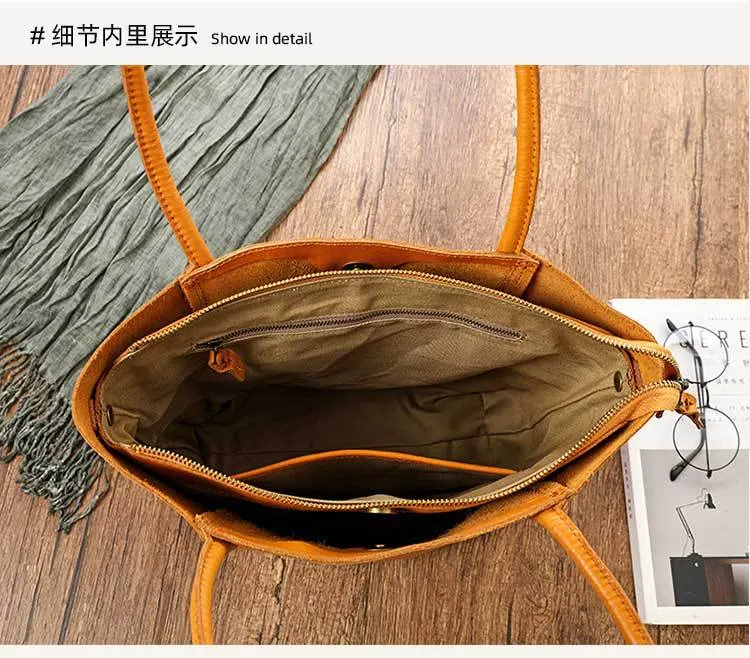 Vintage Vege Tanned Leather Tote Handbags for Women 32052