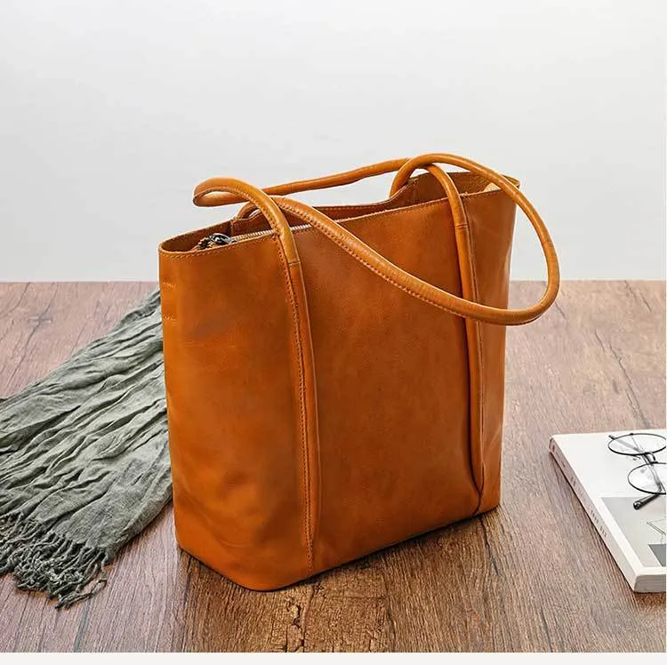 Vintage Vege Tanned Leather Tote Handbags for Women 32052
