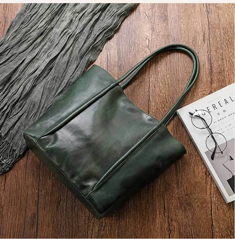 Vintage Vege Tanned Leather Tote Handbags for Women 32052