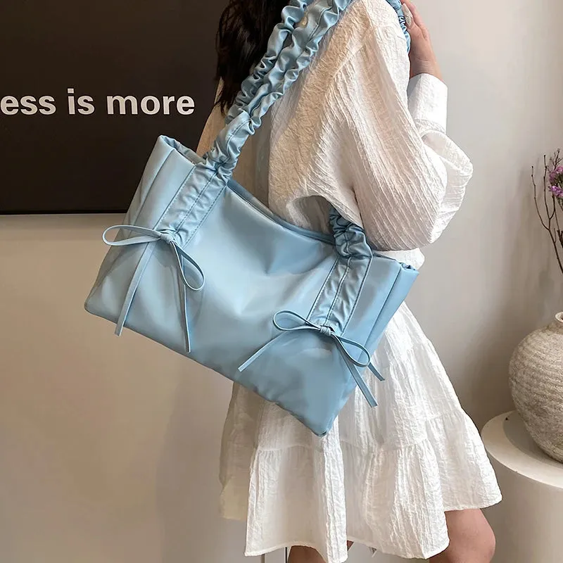Vvsha LEFTSIDE Bow Sweet Big Crossbody Bags for Women 2024 New Trend Fashion PU Leather Shoulder Bag Females Y2K Handbags and Purses