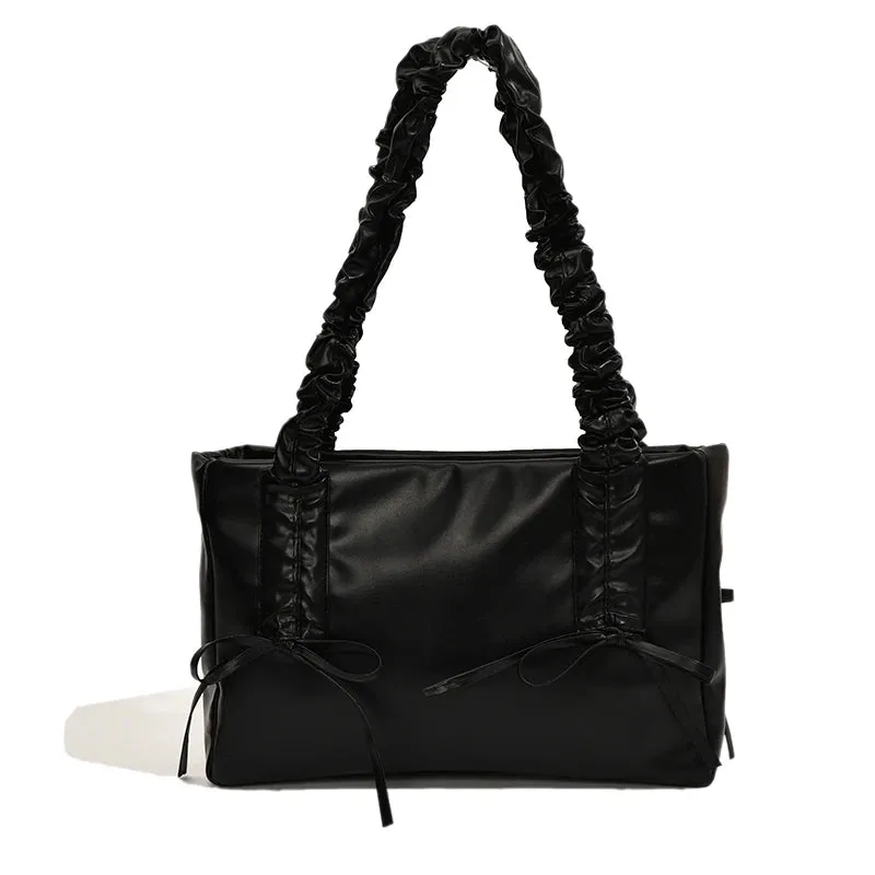 Vvsha LEFTSIDE Bow Sweet Big Crossbody Bags for Women 2024 New Trend Fashion PU Leather Shoulder Bag Females Y2K Handbags and Purses