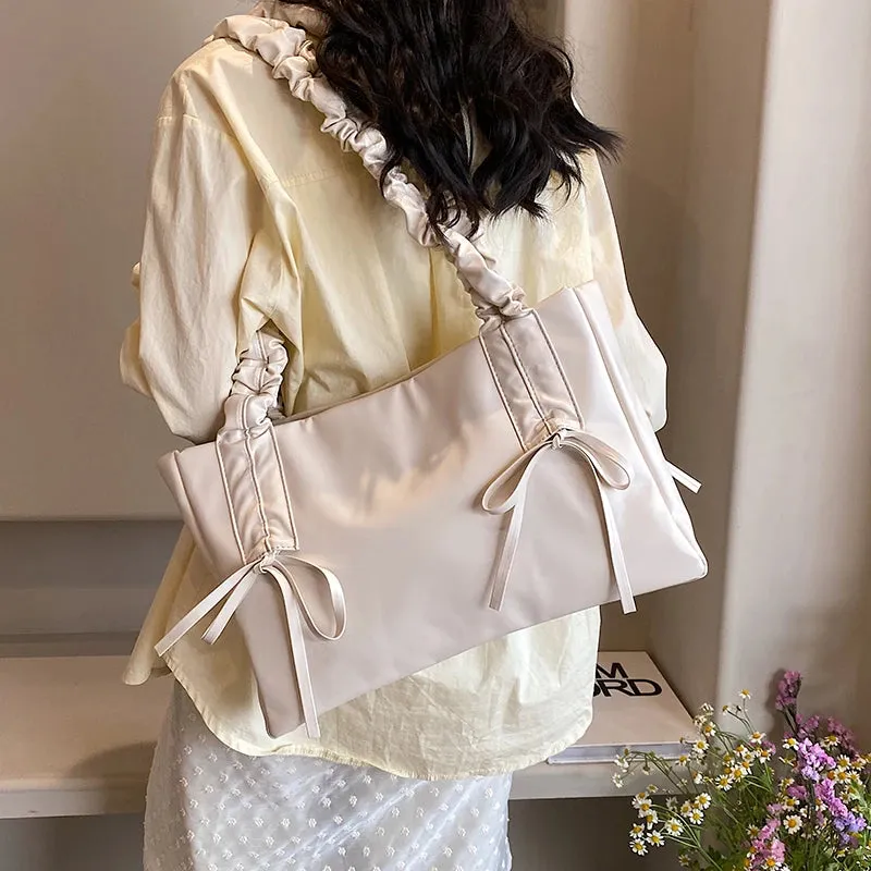 Vvsha LEFTSIDE Bow Sweet Big Crossbody Bags for Women 2024 New Trend Fashion PU Leather Shoulder Bag Females Y2K Handbags and Purses