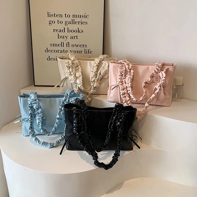 Vvsha LEFTSIDE Bow Sweet Big Crossbody Bags for Women 2024 New Trend Fashion PU Leather Shoulder Bag Females Y2K Handbags and Purses