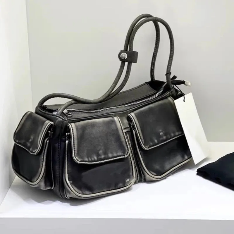 Vvsha Moto & Biker Y2k Bags For Women Luxury Designer Handbags Purses 2023 New In Vintage PU Leather Multiple Pockets Square Shoulder